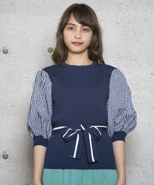 LUGG NAGG(ラグナグ)の「【Jewelobe/ ジュエローブ】ボリューム袖リブニットトップス(ニット/セーター・レディース・ネイビー/ブラック/ベージュ/オレンジ/パープル・FREE)」の15枚目の写真