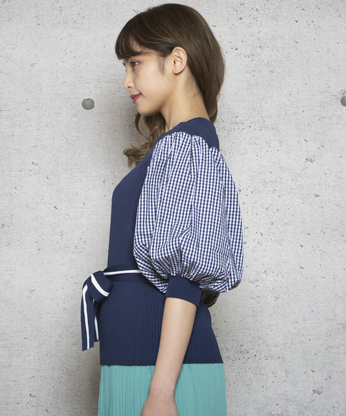 LUGG NAGG(ラグナグ)の「【Jewelobe/ ジュエローブ】ボリューム袖リブニットトップス(ニット/セーター・レディース・ネイビー/ブラック/ベージュ/オレンジ/パープル・FREE)」の14枚目の写真