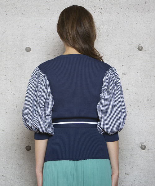 LUGG NAGG(ラグナグ)の「【Jewelobe/ ジュエローブ】ボリューム袖リブニットトップス(ニット/セーター・レディース・ネイビー/ブラック/ベージュ/オレンジ/パープル・FREE)」の12枚目の写真