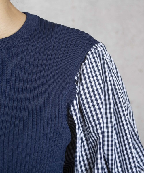 LUGG NAGG(ラグナグ)の「【Jewelobe/ ジュエローブ】ボリューム袖リブニットトップス(ニット/セーター・レディース・ネイビー/ブラック/ベージュ/オレンジ/パープル・FREE)」の8枚目の写真