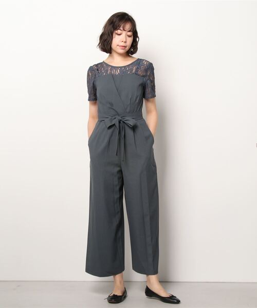 TRUDEA（トルディア）の「ビスチェ風レースワイドパンツ（ドレス・レディース・グレー/ダークグリーン/ブラック/ダークラベンダー/スモークピンク/ミックスグレー・MEDIUM/LARGE）」の3枚目の写真