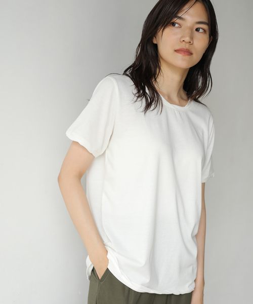 AMERICAN HOLIC(アメリカンホリック)の「12col.ねじり強撚カットプルオーバー*(Tシャツ/カットソー・レディース・オフホワイト/ブラック/キャメル/ミント/カーキ/モカ/杢グレー/グレー系その他/ベージュ/ライトピンク/チャコールグレー/ネイビー・L/M/S)」の2枚目の写真