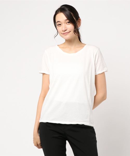 AMERICAN HOLIC(アメリカンホリック)の「12col.ねじり強撚カットプルオーバー*(Tシャツ/カットソー・レディース・オフホワイト/ブラック/キャメル/ミント/カーキ/モカ/杢グレー/グレー系その他/ベージュ/ライトピンク/チャコールグレー/ネイビー・L/M/S)」の15枚目の写真