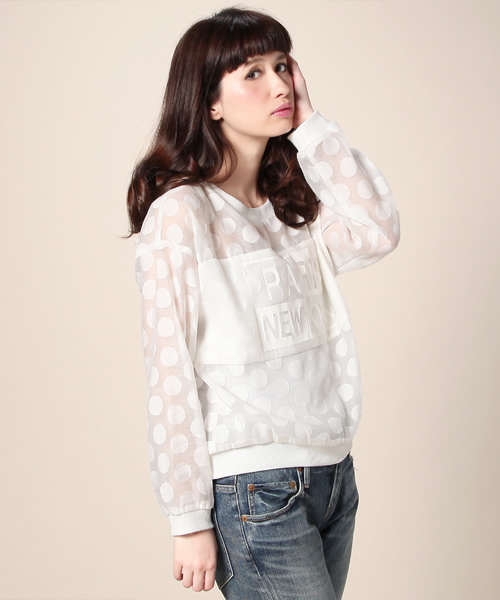 KIKKA THE DIARY OF（キッカ　ザ　ダイアリー　オブ）の「ドットオーガンジー PARIS NY トップ（Tシャツ/カットソー・レディース・ホワイト/ブラック・38）」の6枚目の写真