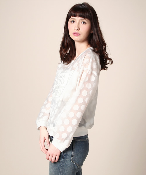 KIKKA THE DIARY OF（キッカ　ザ　ダイアリー　オブ）の「ドットオーガンジー PARIS NY トップ（Tシャツ/カットソー・レディース・ホワイト/ブラック・38）」の5枚目の写真