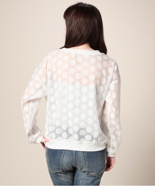 KIKKA THE DIARY OF（キッカ　ザ　ダイアリー　オブ）の「ドットオーガンジー PARIS NY トップ（Tシャツ/カットソー・レディース・ホワイト/ブラック・38）」の4枚目の写真