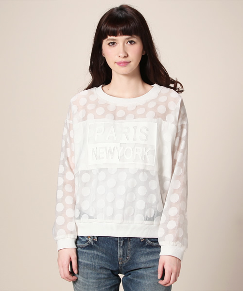 KIKKA THE DIARY OF（キッカ　ザ　ダイアリー　オブ）の「ドットオーガンジー PARIS NY トップ（Tシャツ/カットソー・レディース・ホワイト/ブラック・38）」の3枚目の写真