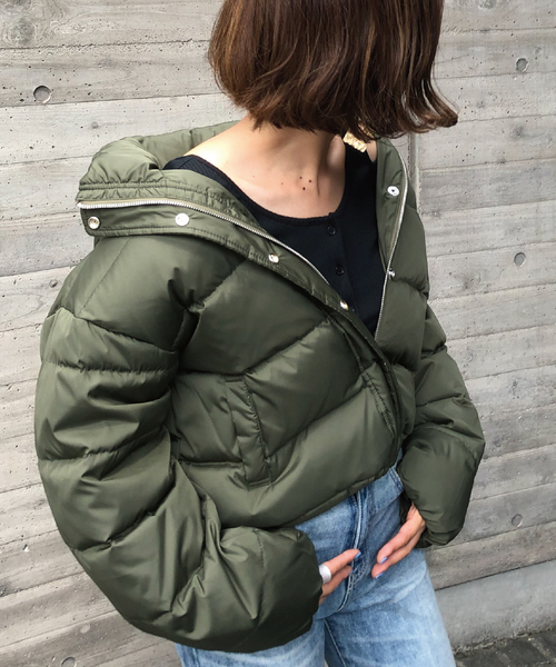 meJane(ミージェーン)の「ダウン×フェザーブルゾン(ダウンジャケット/コート・レディース・ブラック/パープル/レッド/カーキ/ライトベージュ・FREE)」の5枚目の写真