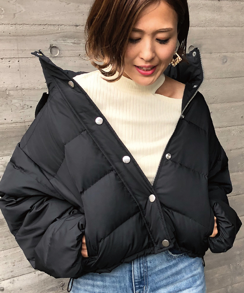 meJane(ミージェーン)の「ダウン×フェザーブルゾン(ダウンジャケット/コート・レディース・ブラック/パープル/レッド/カーキ/ライトベージュ・FREE)」の21枚目の写真
