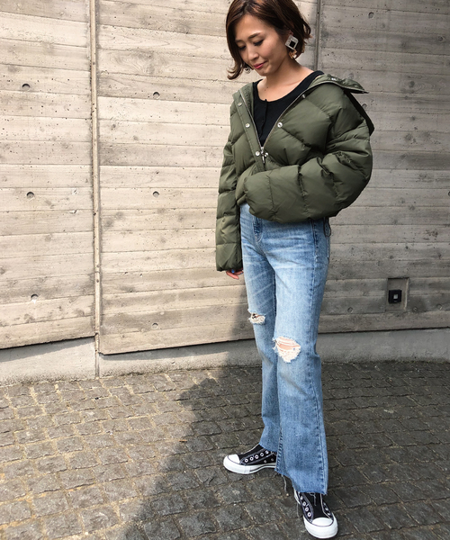 meJane(ミージェーン)の「ダウン×フェザーブルゾン(ダウンジャケット/コート・レディース・ブラック/パープル/レッド/カーキ/ライトベージュ・FREE)」の6枚目の写真