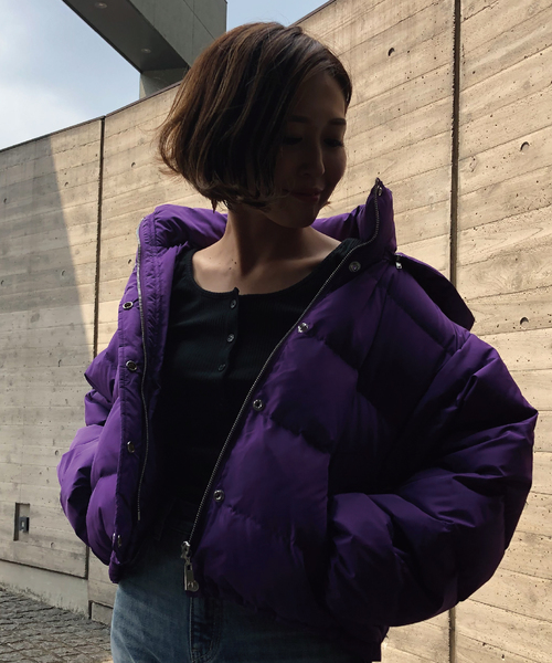 meJane(ミージェーン)の「ダウン×フェザーブルゾン(ダウンジャケット/コート・レディース・ブラック/パープル/レッド/カーキ/ライトベージュ・FREE)」の8枚目の写真