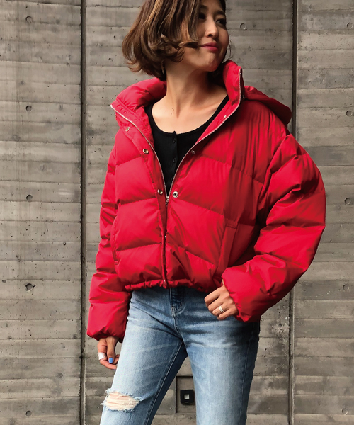 meJane(ミージェーン)の「ダウン×フェザーブルゾン(ダウンジャケット/コート・レディース・ブラック/パープル/レッド/カーキ/ライトベージュ・FREE)」の15枚目の写真