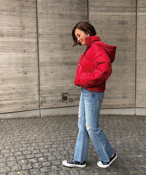 meJane(ミージェーン)の「ダウン×フェザーブルゾン(ダウンジャケット/コート・レディース・ブラック/パープル/レッド/カーキ/ライトベージュ・FREE)」の16枚目の写真