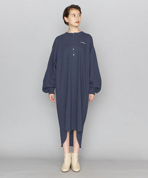 BEAUTY&YOUTH UNITED ARROWS(ビューティーアンドユースユナイテッドアローズ)の「<Americana(アメリカーナ)>ヘンリーネックワンピースΨ(その他・レディース・ベージュ/ダークグレー・FREE)」の3枚目の写真