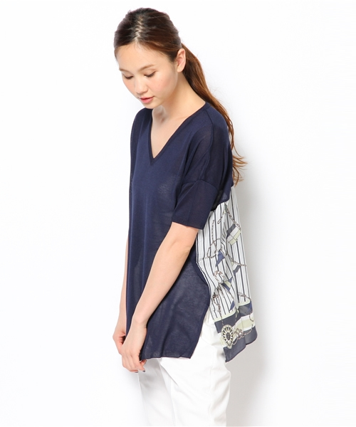 LOUNGEDRESS（ラウンジドレス）の「パネルコンビニット（ニット/セーター・レディース・オフホワイト/ネイビー・ﾌﾘ-）」の10枚目の写真