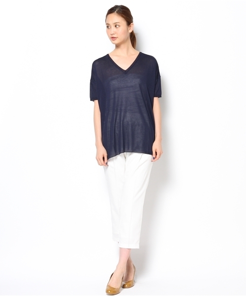 LOUNGEDRESS（ラウンジドレス）の「パネルコンビニット（ニット/セーター・レディース・オフホワイト/ネイビー・ﾌﾘ-）」の4枚目の写真