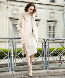 DouDou | キャメルストレッチタートルワンピース(ワンピース)