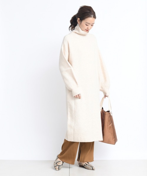 DouDou(ドゥドゥ)の「キャメルストレッチタートルワンピース(ワンピース・レディース・オフホワイト/モカ/ピンク・FREE)」の4枚目の写真