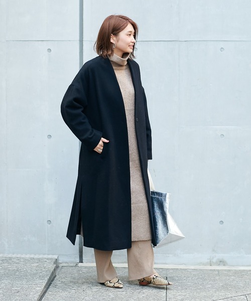 DouDou(ドゥドゥ)の「キャメルストレッチタートルワンピース(ワンピース・レディース・オフホワイト/モカ/ピンク・FREE)」の9枚目の写真