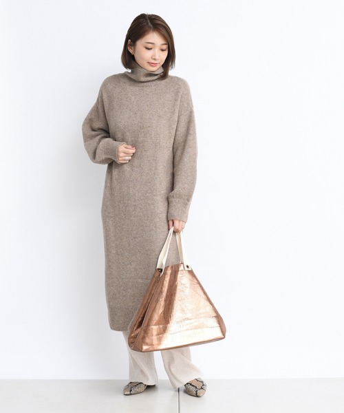 DouDou(ドゥドゥ)の「キャメルストレッチタートルワンピース(ワンピース・レディース・オフホワイト/モカ/ピンク・FREE)」の10枚目の写真