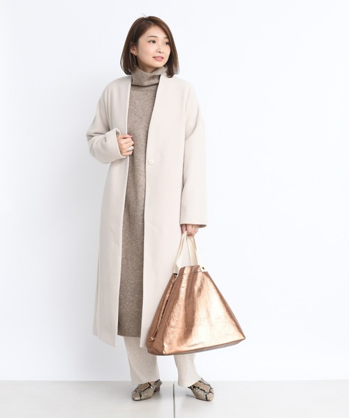 DouDou(ドゥドゥ)の「キャメルストレッチタートルワンピース(ワンピース・レディース・オフホワイト/モカ/ピンク・FREE)」の11枚目の写真