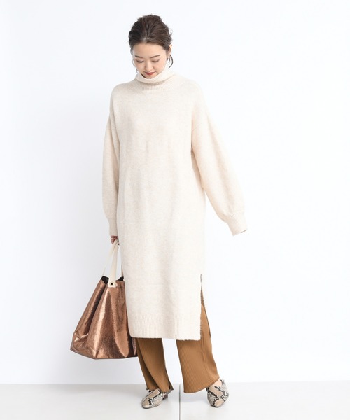 DouDou(ドゥドゥ)の「キャメルストレッチタートルワンピース(ワンピース・レディース・オフホワイト/モカ/ピンク・FREE)」の12枚目の写真