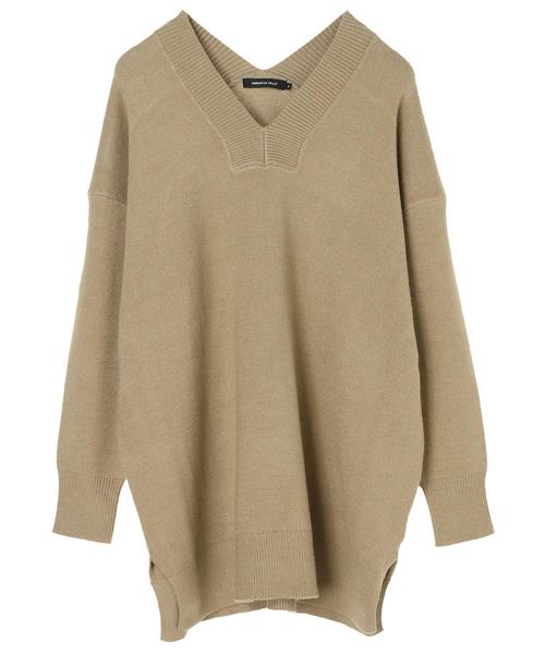 AMERICAN HOLIC（アメリカンホリック）の「太Vネックニットプルオーバー＊（ニット/セーター・レディース・ベージュ/ネイビー/カーキ/アイボリー・M/L）」の6枚目の写真