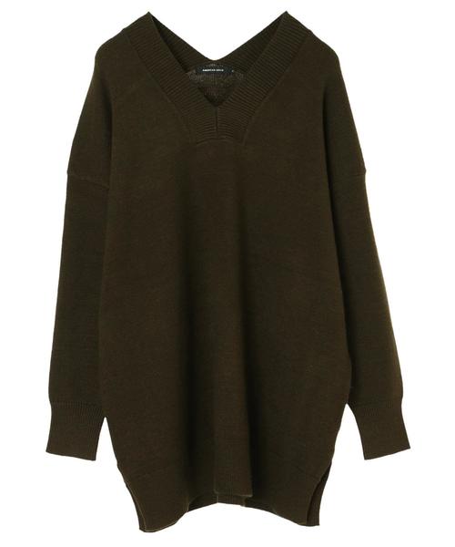 AMERICAN HOLIC（アメリカンホリック）の「太Vネックニットプルオーバー＊（ニット/セーター・レディース・ベージュ/ネイビー/カーキ/アイボリー・M/L）」の7枚目の写真