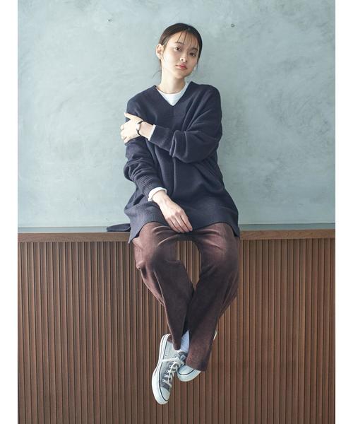 AMERICAN HOLIC（アメリカンホリック）の「太Vネックニットプルオーバー＊（ニット/セーター・レディース・ベージュ/ネイビー/カーキ/アイボリー・M/L）」の11枚目の写真