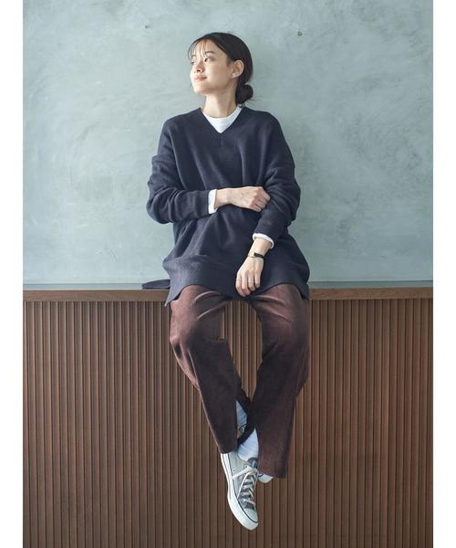 AMERICAN HOLIC（アメリカンホリック）の「太Vネックニットプルオーバー＊（ニット/セーター・レディース・ベージュ/ネイビー/カーキ/アイボリー・M/L）」の12枚目の写真