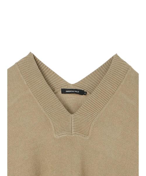 AMERICAN HOLIC（アメリカンホリック）の「太Vネックニットプルオーバー＊（ニット/セーター・レディース・ベージュ/ネイビー/カーキ/アイボリー・M/L）」の14枚目の写真