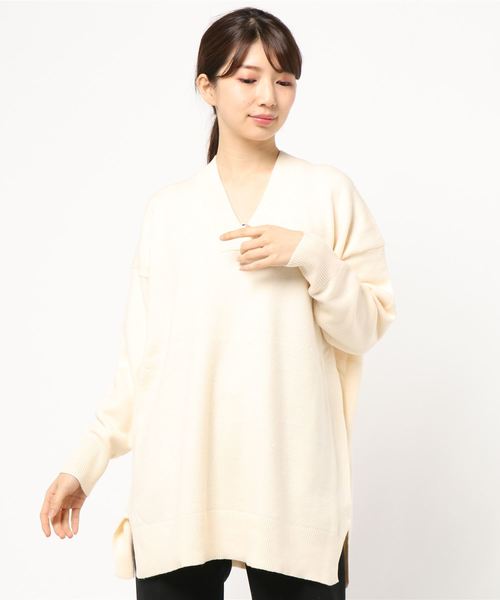 AMERICAN HOLIC（アメリカンホリック）の「太Vネックニットプルオーバー＊（ニット/セーター・レディース・ベージュ/ネイビー/カーキ/アイボリー・M/L）」の22枚目の写真