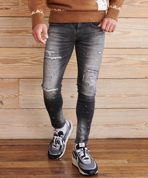 #Re:room(リルーム)の「ヴィンテージリメイクスキニーデニム(デニムパンツ・メンズ・ブラック/ブルー・SMALL/MEDIUM/LARGE)」の2枚目の写真