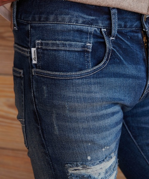 #Re:room(リルーム)の「ヴィンテージリメイクスキニーデニム(デニムパンツ・メンズ・ブラック/ブルー・SMALL/MEDIUM/LARGE)」の3枚目の写真