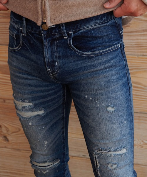 #Re:room(リルーム)の「ヴィンテージリメイクスキニーデニム(デニムパンツ・メンズ・ブラック/ブルー・SMALL/MEDIUM/LARGE)」の19枚目の写真