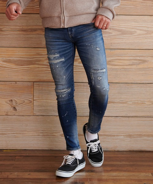 #Re:room(リルーム)の「ヴィンテージリメイクスキニーデニム(デニムパンツ・メンズ・ブラック/ブルー・SMALL/MEDIUM/LARGE)」の16枚目の写真