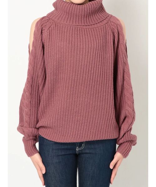 GYDA（ジェイダ）の「ケーブルショルダーニットトップス（ニット/セーター・レディース・ブラック/ベージュ/ピンク/アイボリー・FREE）」の14枚目の写真