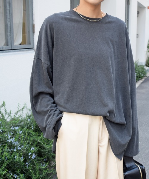 Marient（マリエント）の「ヴィンテージオーバーロンTシャツ（Tシャツ/カットソー・レディース・チャコール/ホワイト・FREE）」の2枚目の写真