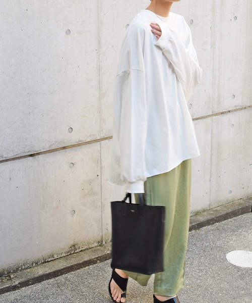 Marient（マリエント）の「ヴィンテージオーバーロンTシャツ（Tシャツ/カットソー・レディース・チャコール/ホワイト・FREE）」の3枚目の写真