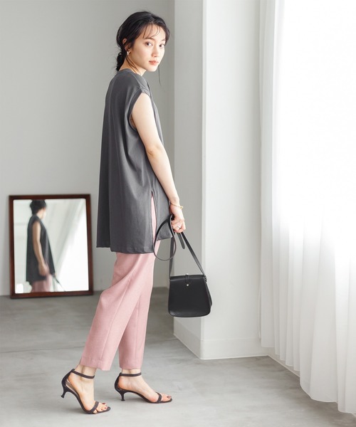 ADAM ET ROPE'（アダムエロペ）の「オーバーサイズノースリーブTee（タンクトップ・レディース・チャコールグレー/オフホワイト/オレンジ・FREE）」の12枚目の写真