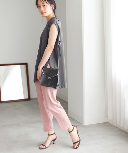 ADAM ET ROPE'（アダムエロペ）の「オーバーサイズノースリーブTee（タンクトップ・レディース・チャコールグレー/オフホワイト/オレンジ・FREE）」の8枚目の写真