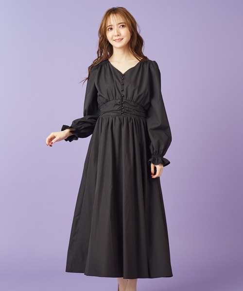 セール ワンピース Zozo限定カラー パフスリーブ長袖マキシワンピース ワンピース Miia ミーア のファッション