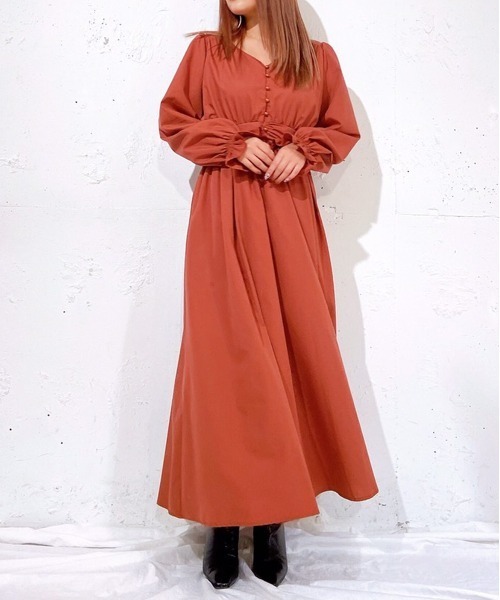 セール Miia ミーア のファッション Zozo限定カラー パフスリーブ長袖マキシワンピース ワンピース