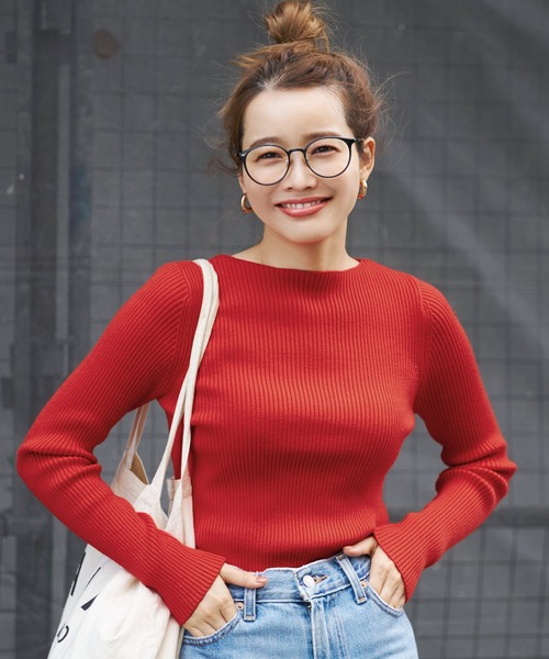 coca（coca）（コカ）の「極厚ボートネックニット（ニット/セーター・レディース・ブラック/ベージュ/アイボリー/グレー/レッド/ネイビー/パープル/ライトブルー/カーキ・ONE SIZE）」の9枚目の写真