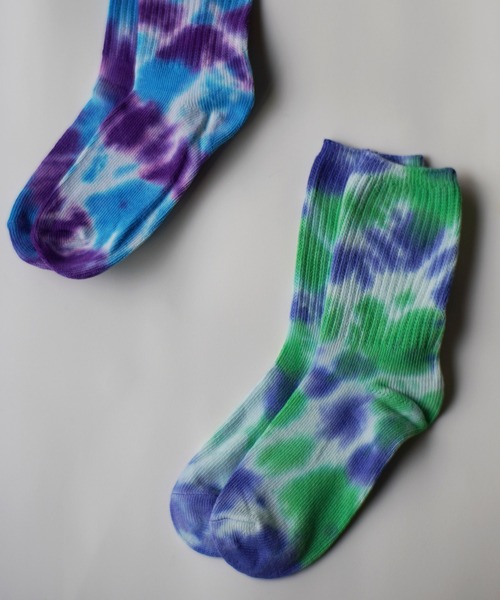 RiNc （リンク）の「【 FLOWER SOCKS / フラワーソックス 】 タイダイ ソックス（ソックス/靴下・レディース・ブラック/パープル/ネイビー/イエロー/オレンジ/ブルー/グリーン/ブラック系その他/ブルー系その他/イエロー系その他/バーガンディー・FREE）」の3枚目の写真