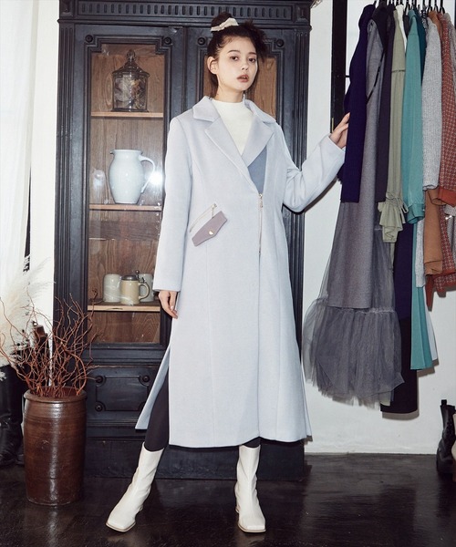 REDYAZEL パステル配色チェスタージップコート