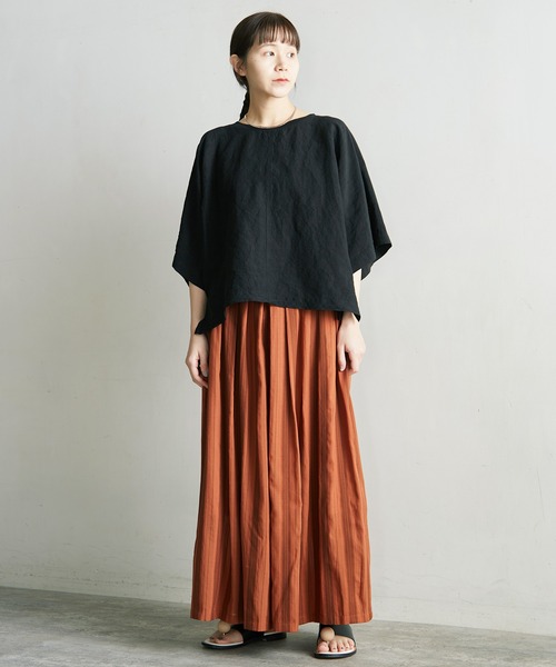 cardo fabrica（カルドファブリカ）の「*ドビーストライプタックキュロットパンツ（その他パンツ・レディース・ブラウン/キナリ・FREE）」の7枚目の写真