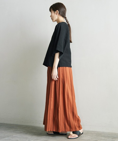 cardo fabrica（カルドファブリカ）の「*ドビーストライプタックキュロットパンツ（その他パンツ・レディース・ブラウン/キナリ・FREE）」の9枚目の写真