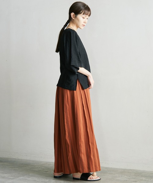 cardo fabrica（カルドファブリカ）の「*ドビーストライプタックキュロットパンツ（その他パンツ・レディース・ブラウン/キナリ・FREE）」の11枚目の写真