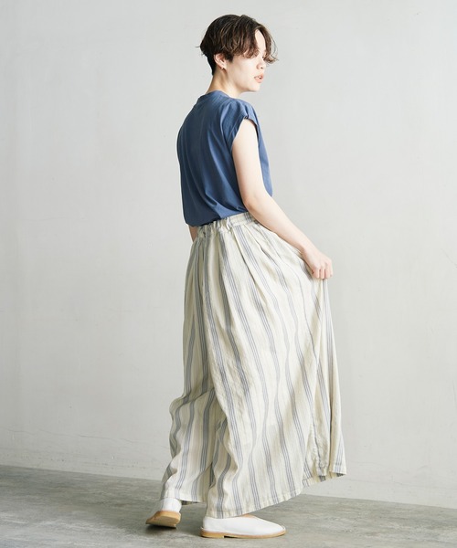 cardo fabrica（カルドファブリカ）の「*ドビーストライプタックキュロットパンツ（その他パンツ・レディース・ブラウン/キナリ・FREE）」の18枚目の写真